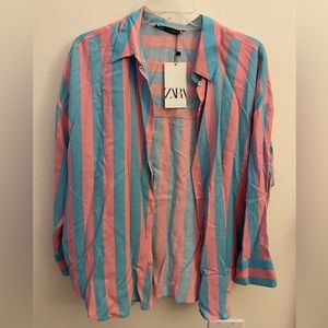 Zara striped long sleeve button up shirt